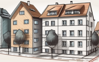 A bavarian landscape with different types of buildings