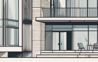 A german residential building with a tax form and a pen on the foreground