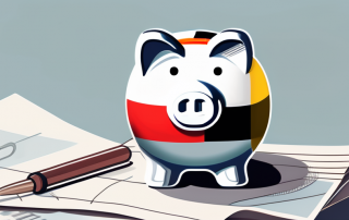 A piggy bank with a german flag design