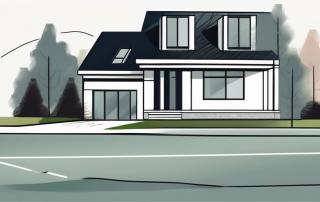 A residential house with a symbolic ribbon tied around it