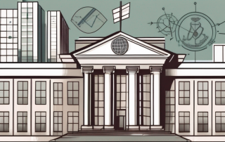 The german federal ministry of economics building with various economic symbols like charts