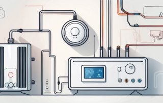 A smart heating control system with various components like thermostat