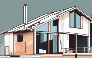 A single-family house under construction with visible building materials and tools