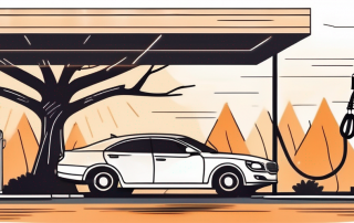 A car parked under a tree for shade