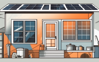 A house with visible energy-saving features such as solar panels