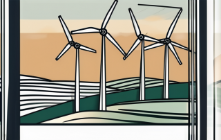 A german landscape with wind turbines in the background and a prominent federal law book in the foreground