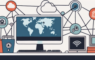 A computer with a gavel on the screen