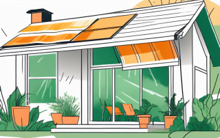 A house with various sun protection strategies such as awnings