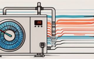 A heat pump with a thermometer showing a temperature of 70 degrees