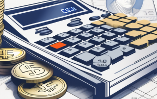 A blueprint of a house with a calculator and a few euro coins next to it