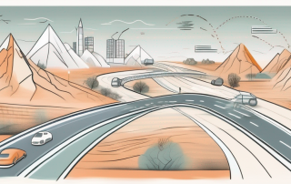 A roadmap with various landmarks and milestones