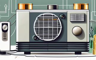 A modern luft-wärmepumpe (air heat pump) with various parts labeled