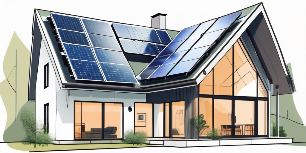 An eco-friendly house with features like solar panels