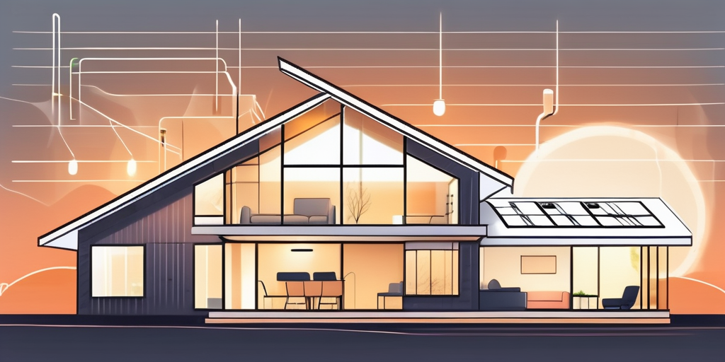 A multi-family house with visible energy-saving features like solar panels