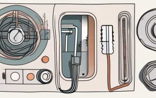 A broken thermostat with visible internal parts