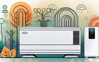 A heat pump with a digital display showing the number 4.5