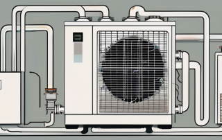 A heat pump system with various components clearly marked