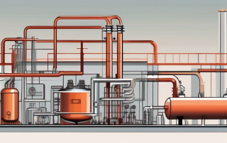 A large heat pump with various components highlighted
