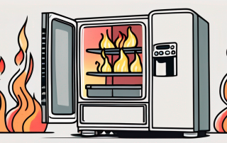 A fridge with smoke coming out of it