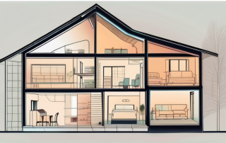 A two-family house with a visible heat pump system