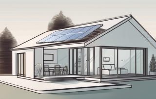 A single-family house with a visible wastewater heat pump system