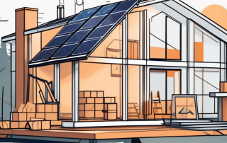 A house under construction with energy-efficient upgrades like solar panels