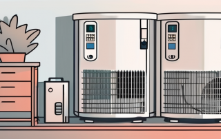 A heat pump with a price tag being replaced by a rental contract