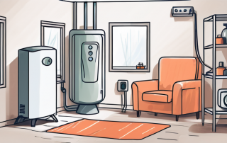 A childproof heating system surrounded by various safety measures such as protective covers and barriers