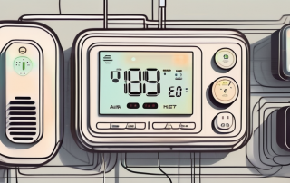 A smart home thermostat on a wall