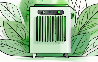A gas heater with green leaves surrounding it