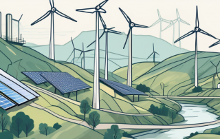 Various renewable energy sources like wind turbines