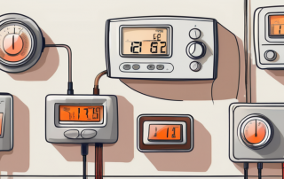Several different types of programmable heating thermostats