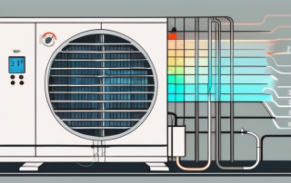A heat pump with a visible thermometer showing a high temperature