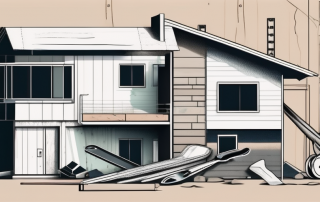 A half-constructed house with a price tag hanging off it