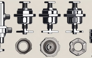 A disassembled radiator valve with its various components clearly labeled