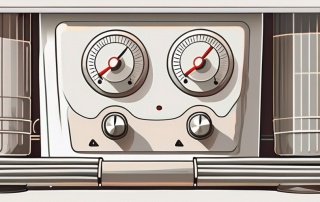 A modern gas heater with pipes and dials