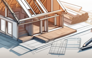 A house under construction with various building materials around it