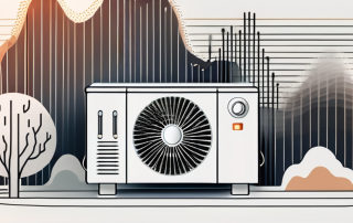 A heat pump heating system with sound waves emanating from it