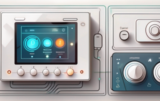 A smart home control panel with various buttons and icons