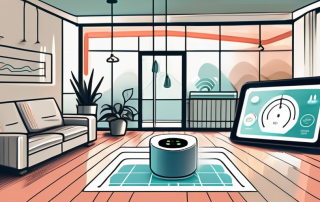 A smart home interior showing a floor heating system