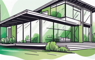 A house with visible energy-saving features such as solar panels