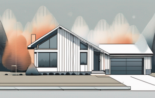 A quiet suburban neighborhood with a modern house