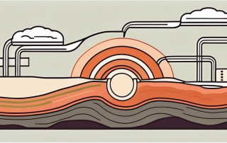 The earth's layers showing heat emanating from the core