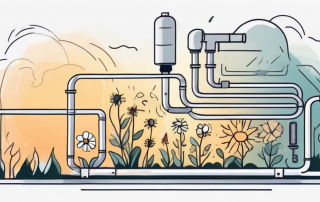 A heating system with visible internal components