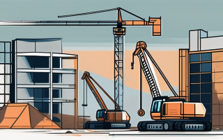 A construction site with various elements like a crane