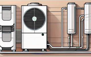 A heat pump with visible cooling elements and airflow