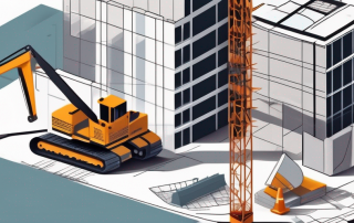 A construction site with various elements like a crane