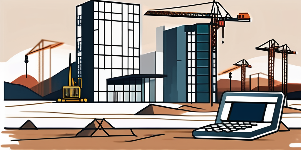 A construction site with cranes and building materials in a scenic rheinland-pfalz landscape