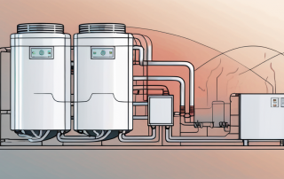 A heat pump with visible inner mechanics