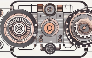 A gas heater system with various components clearly visible